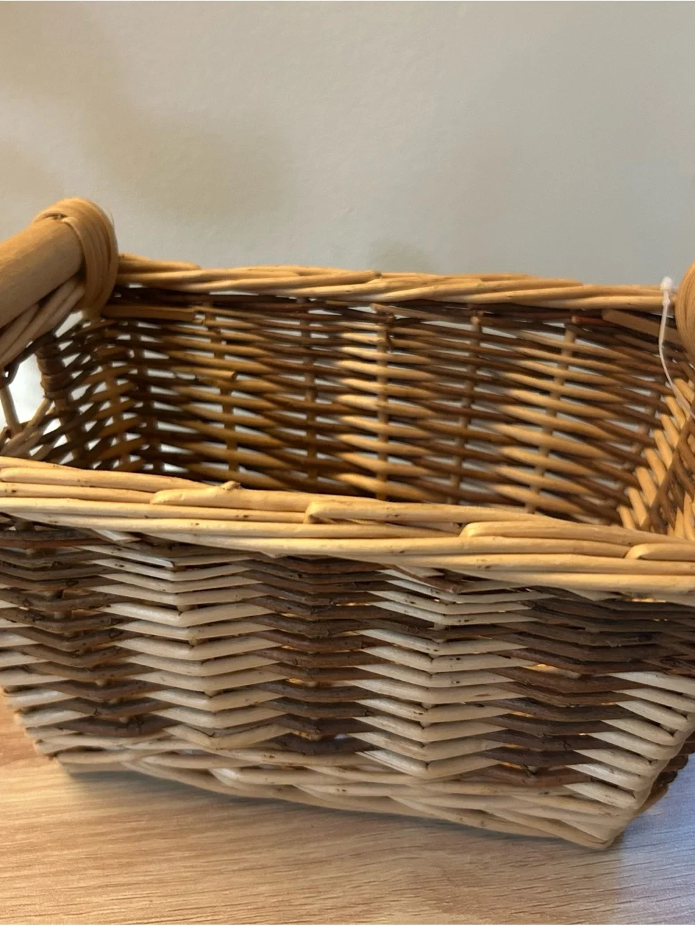 Woven Natural Wicker Basket - Neutral Brown and Cream